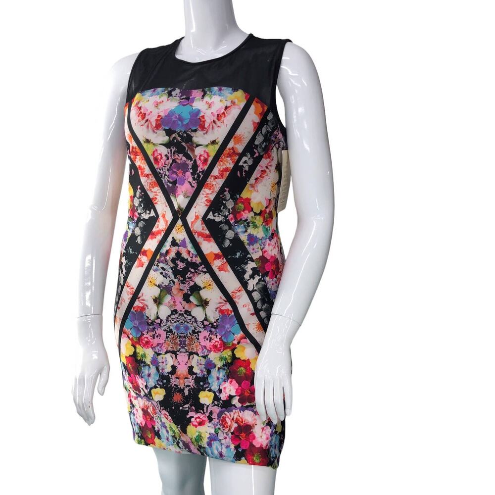 Boston Proper Womens Size 14 Sheath Dress Colorful Mesh Scuba Stretch BRAND NEW